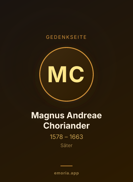 Gedenkportrait von Magnus Andreae Choriander
