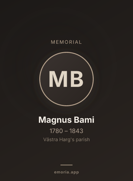 Memorial portrait of Magnus Bami