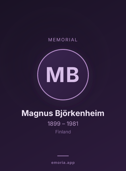 Memorial portrait of Magnus Björkenheim