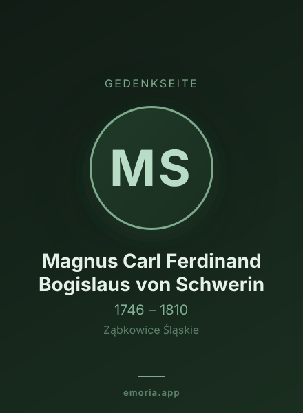 Gedenkportrait von Magnus Carl Ferdinand Bogislaus von Schwerin