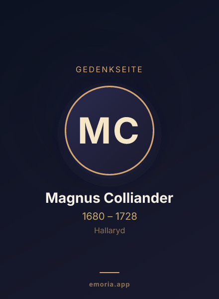 Gedenkportrait von Magnus Colliander