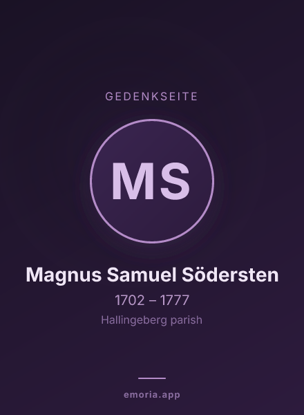 Gedenkportrait von Magnus Samuel Södersten