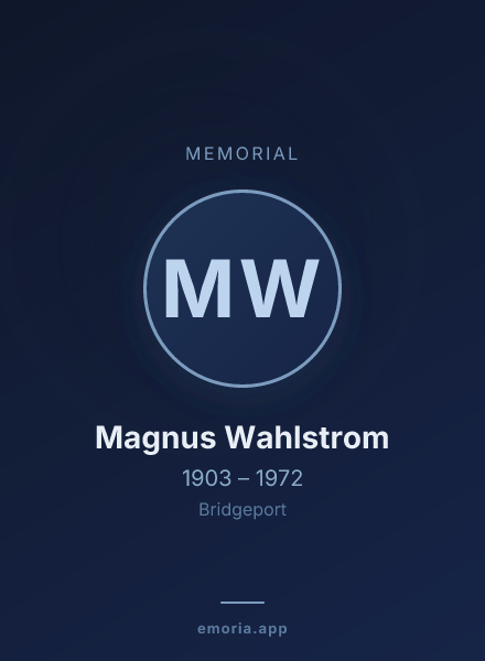 Memorial portrait of Magnus Wahlstrom