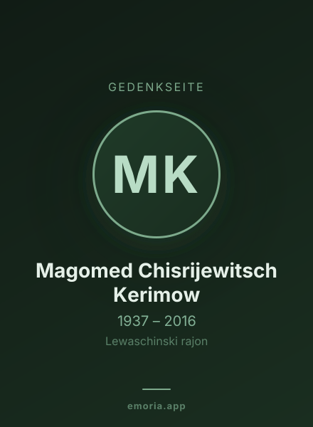 Gedenkportrait von Magomed Chisrijewitsch Kerimow