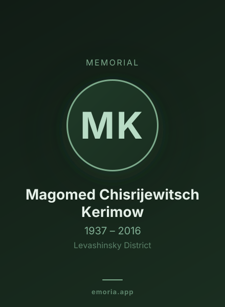 Memorial portrait of Magomed Chisrijewitsch Kerimow