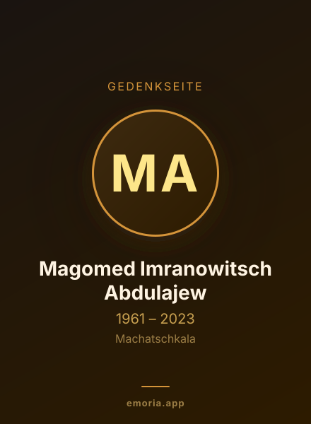 Gedenkportrait von Magomed Imranowitsch Abdulajew