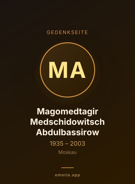 Gedenkportrait von Magomedtagir Medschidowitsch Abdulbassirow