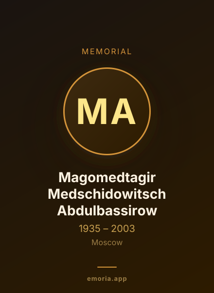 Memorial portrait of Magomedtagir Medschidowitsch Abdulbassirow