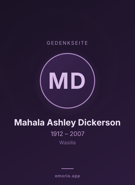 Gedenkportrait von Mahala Ashley Dickerson