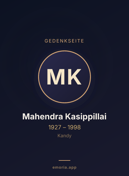 Gedenkportrait von Mahendra Kasippillai