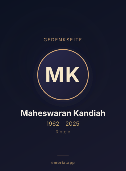 Gedenkportrait von Maheswaran Kandiah
