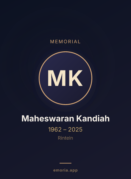 Memorial portrait of Maheswaran Kandiah