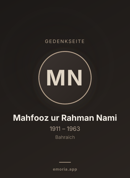 Gedenkportrait von Mahfooz ur Rahman Nami