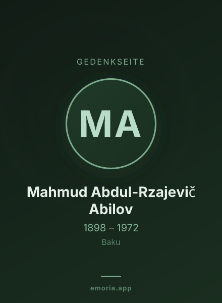Gedenkportrait von Mahmud Abdul-Rzajevič Abilov