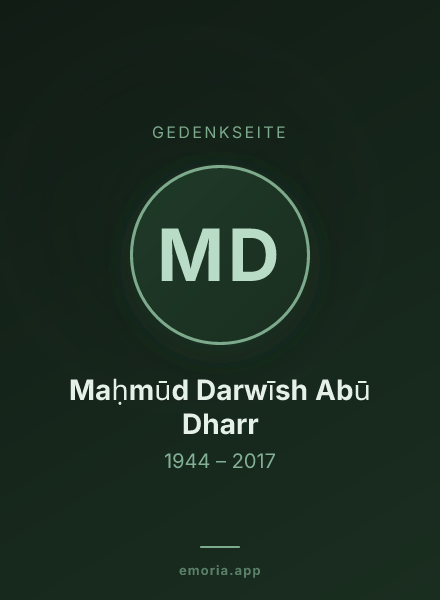Gedenkportrait von Maḥmūd Darwīsh Abū Dharr