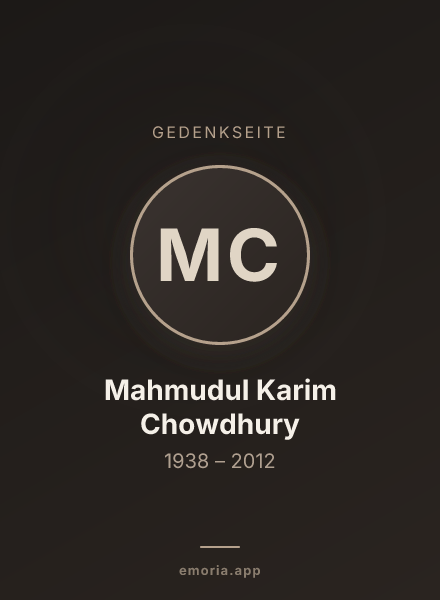 Gedenkportrait von Mahmudul Karim Chowdhury