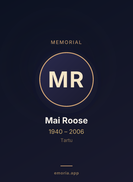 Memorial portrait of Mai Roose
