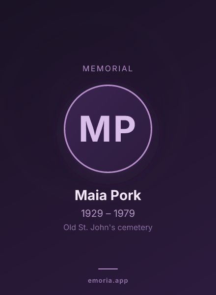 Memorial portrait of Maia Pork