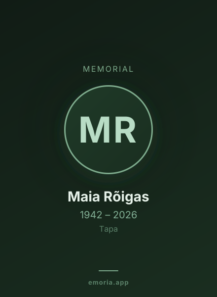 Memorial portrait of Maia Rõigas