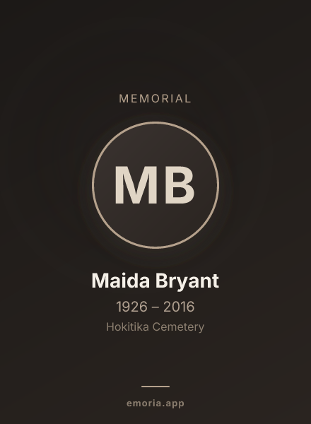 Memorial portrait of Maida Bryant