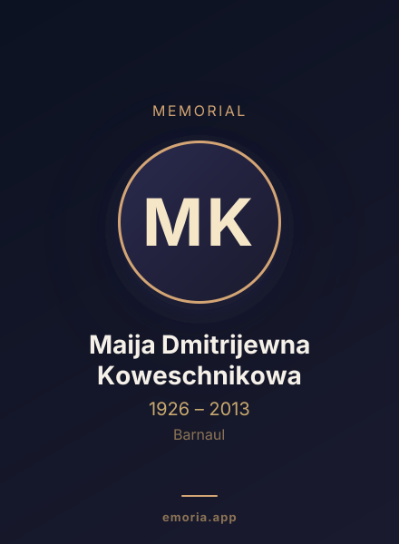 Memorial portrait of Maija Dmitrijewna Koweschnikowa