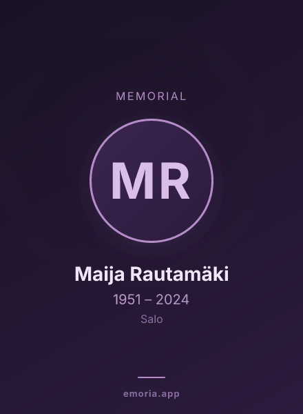 Memorial portrait of Maija Rautamäki