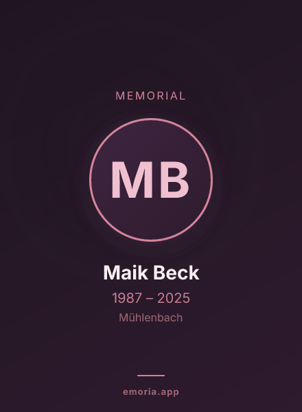 Memorial portrait of Maik Beck