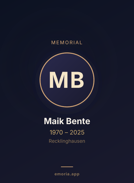 Memorial portrait of Maik Bente