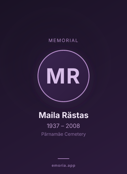 Memorial portrait of Maila Rästas