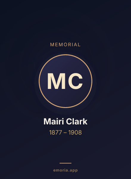 Memorial portrait of Mairi Clark