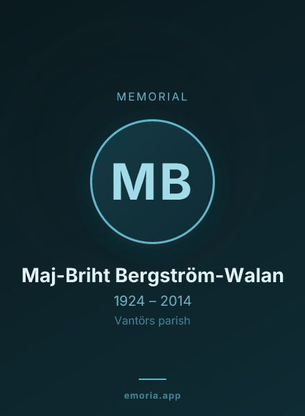 Memorial portrait of Maj-Briht Bergström-Walan