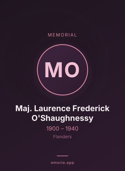 Memorial portrait of Maj. Laurence Frederick O'Shaughnessy