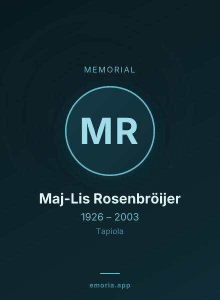 Memorial portrait of Maj-Lis Rosenbröijer