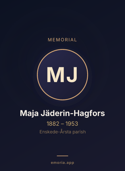 Memorial portrait of Maja Jäderin-Hagfors