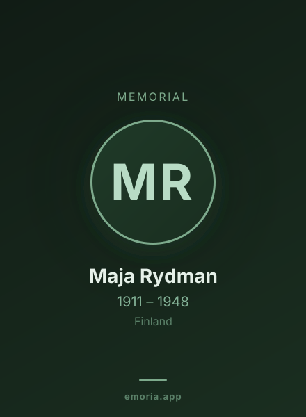 Memorial portrait of Maja Rydman