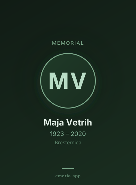 Memorial portrait of Maja Vetrih