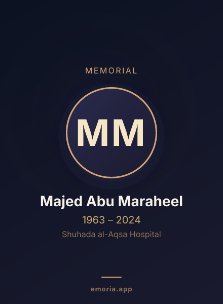 Memorial portrait of Majed Abu Maraheel