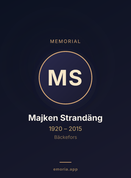 Memorial portrait of Majken Strandäng