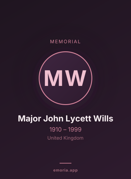 Memorial portrait of Major John Lycett Wills