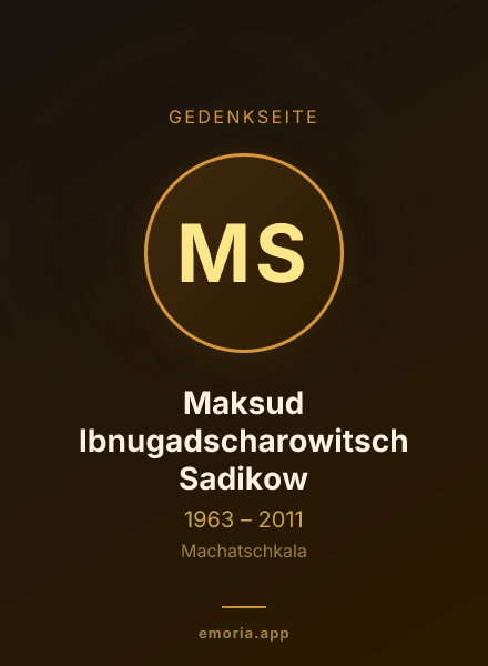 Gedenkportrait von Maksud Ibnugadscharowitsch Sadikow
