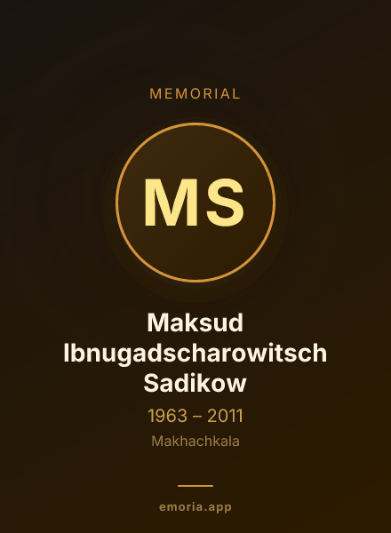 Memorial portrait of Maksud Ibnugadscharowitsch Sadikow