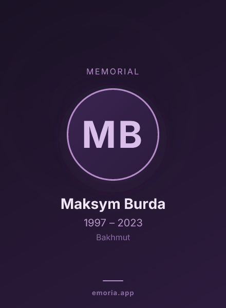 Memorial portrait of Maksym Burda