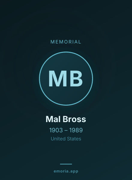 Memorial portrait of Mal Bross