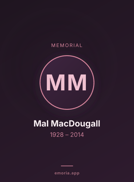 Memorial portrait of Mal MacDougall