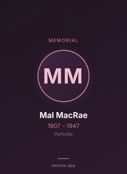 Memorial portrait of Mal MacRae