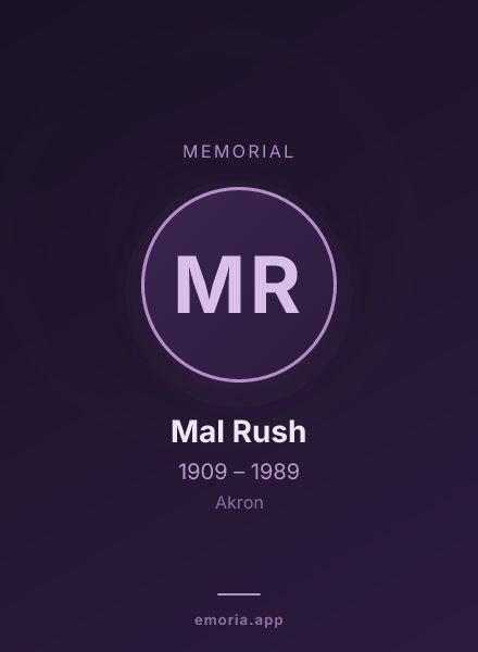 Memorial portrait of Mal Rush