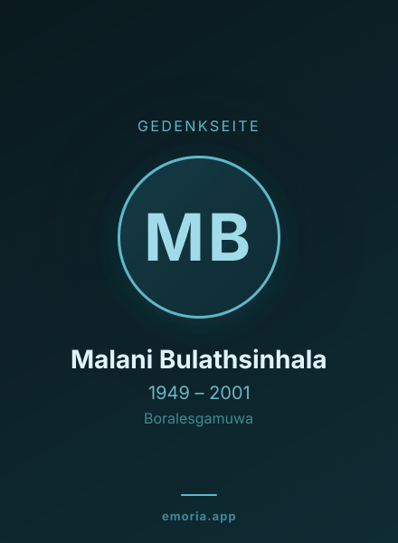 Gedenkportrait von Malani Bulathsinhala