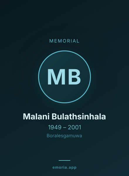 Memorial portrait of Malani Bulathsinhala