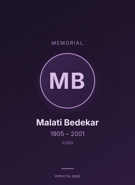 Memorial portrait of Malati Bedekar