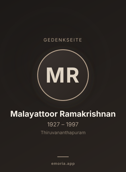 Gedenkportrait von Malayattoor Ramakrishnan